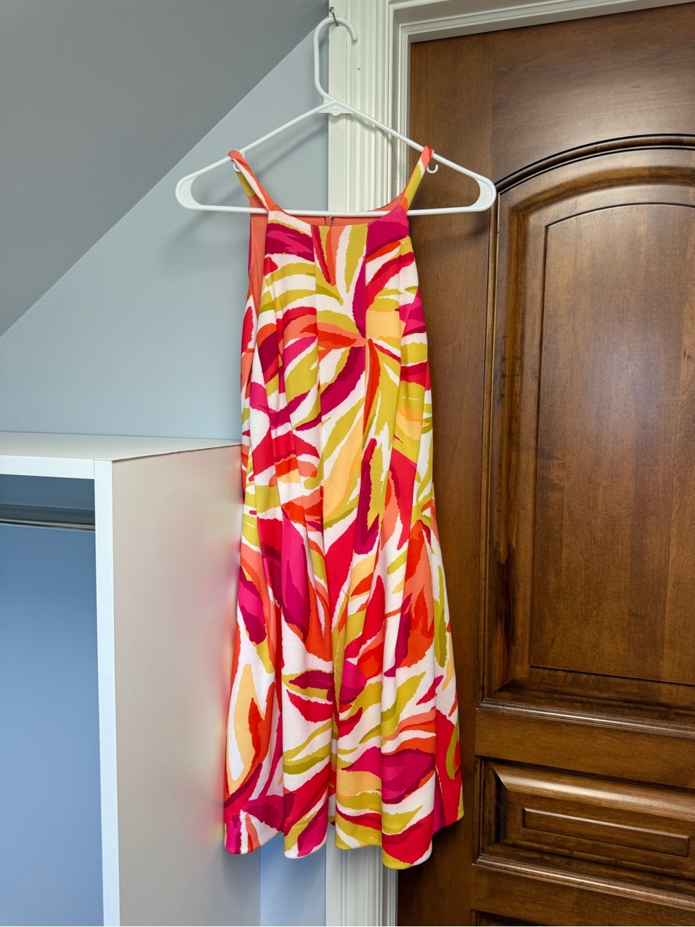Vince Camuto Coral, Pink & Yellow Abstract Dress
